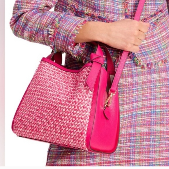 ✨️NWT✨️Kate Spade Limited Edition, 2Way Raffia Tweed Satchel, Triple Compartment - Picture 10 of 14